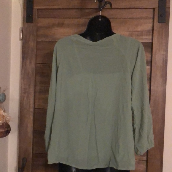 Muted Green dressy blouse. Under tank attached - Picture 2 of 3